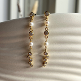 Sparkle Perle Zirkonia Lange Ørestikkere